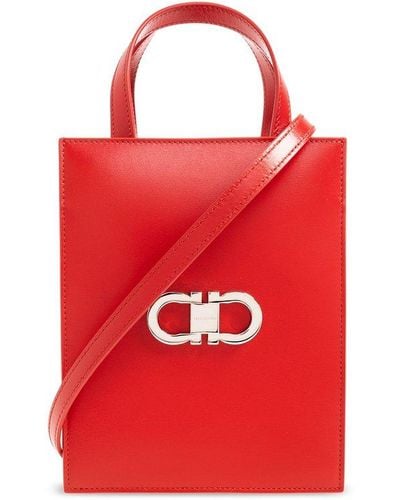 Ferragamo Gancini-plaque Mini Tote Bag - Red