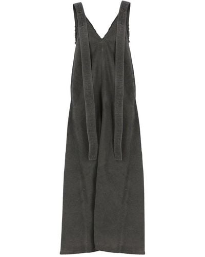 Uma Wang Wang V-neck Strapped Dress - Gray