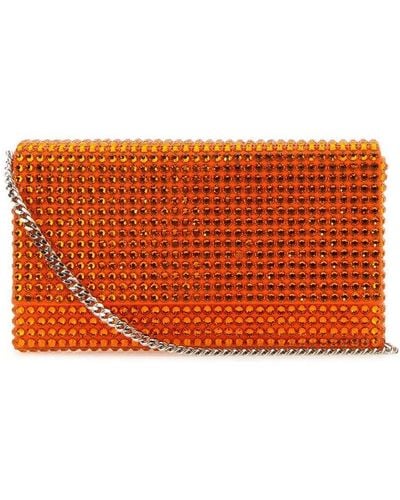 AMINA MUADDI Paloma Embellished Chain-link Clutch Bag - Orange