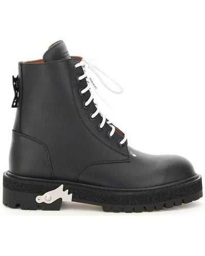Off-White c/o Virgil Abloh Lace-up Leather Boots - Black