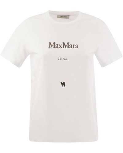 Max Mara Quieto Jersey T Shirt With Print - White