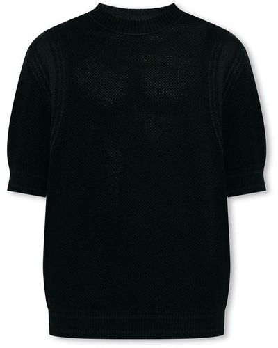 Moschino Open-Knit Logo T-Shirt - Black