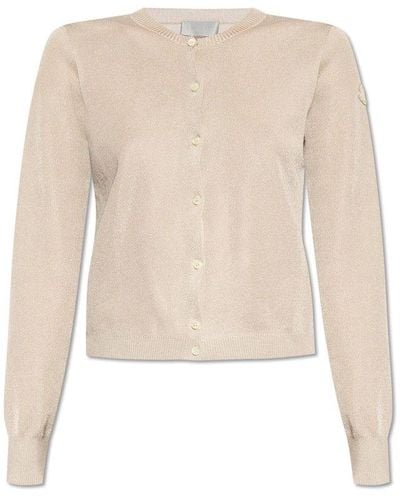 Moncler Cardigan With A Shimmering Finish - Natural
