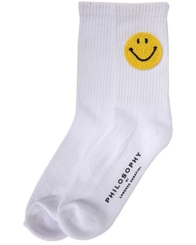 Philosophy Di Lorenzo Serafini Smiley Embroidered Socks - White