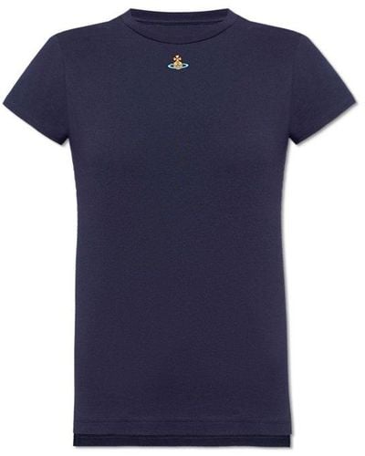 Vivienne Westwood Orb Logo-embroidered Crewneck T-shirt - Blue