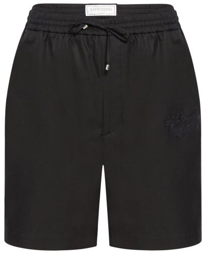 Valentino Logo Patch Drawstring Shorts - Black