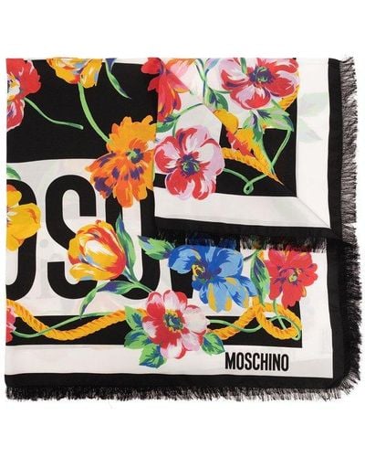 Moschino Silk Scarf, - Black