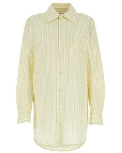 Bottega Veneta Embroidered Cotton Blend Oversize Shirt - Yellow