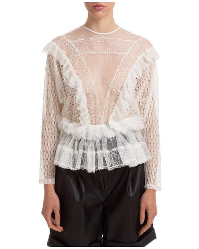 Elisabetta Franchi Lace Long-sleeved Top - White