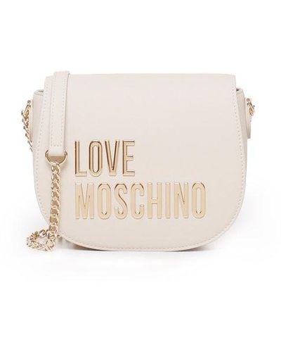Love Moschino Logo-lettering Chain-linked Crossbody Bag - White