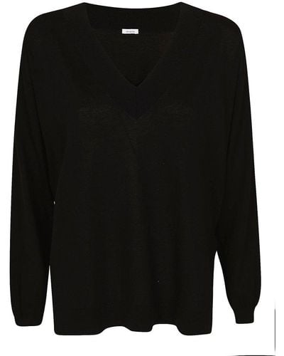 Malo V-neck Long Sleeved Sweater - Black