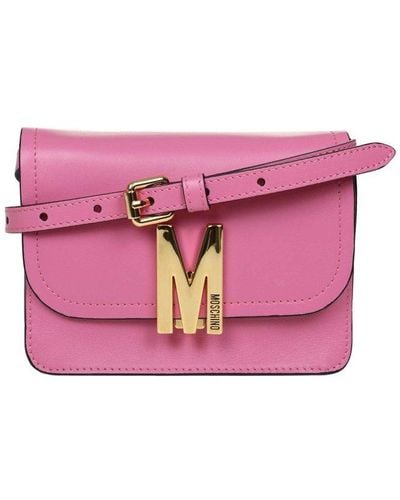 Moschino Shoulder Bag In Fuchsia Colour Calfskin - Pink