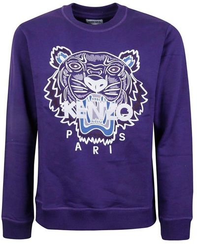KENZO Tiger Logo Embroidered Sweatshirt - Purple