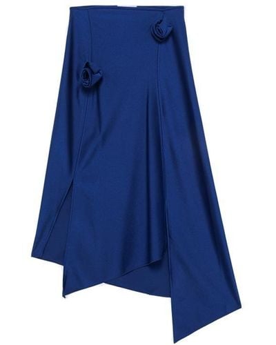 Coperni Flower Asymmetric Midi Skirt - Blue
