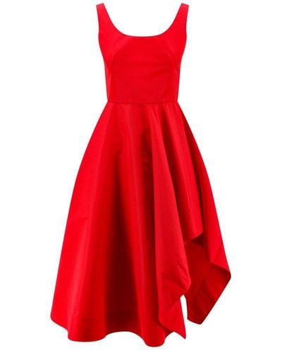 Alexander McQueen Asymmetric Polyfaille Dress - Red