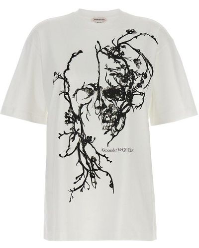 Alexander McQueen Cherry Blossom Crewneck T-shirt - White
