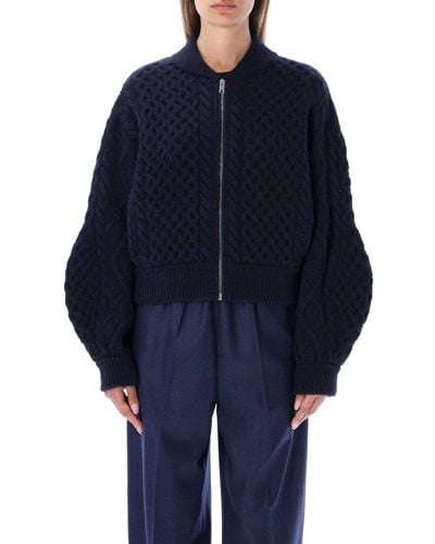 Stella McCartney Zipped Knitted Bomber Jacket - Blue