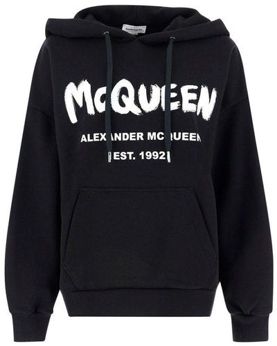 Alexander McQueen Logo-print Drawstring Hoodie - Black
