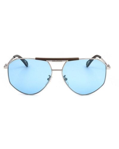 Zadig & Voltaire Aviator Framed Sunglasses - Blue