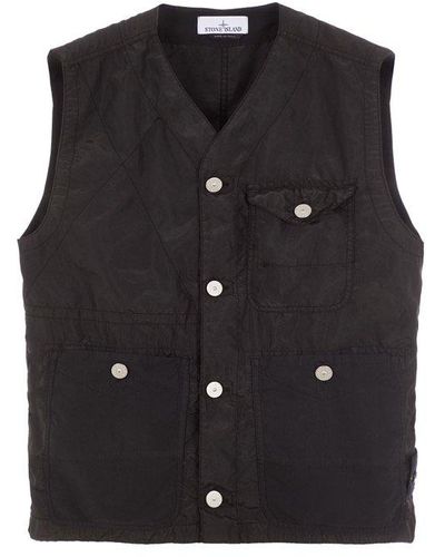 Stone Island Buttoned Compass-badge Gilet - Black