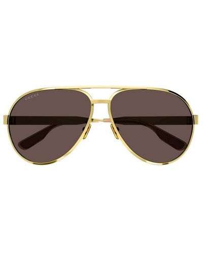 Gucci Aviator-frame Sunglasses - Brown