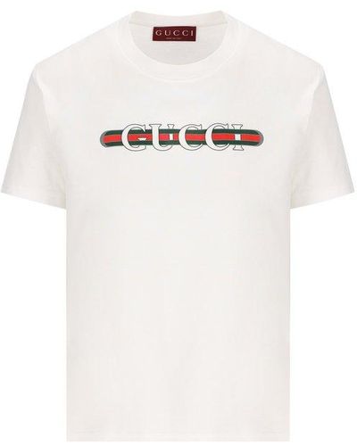 Gucci Logo Detailed Round-neck T-shirt - White