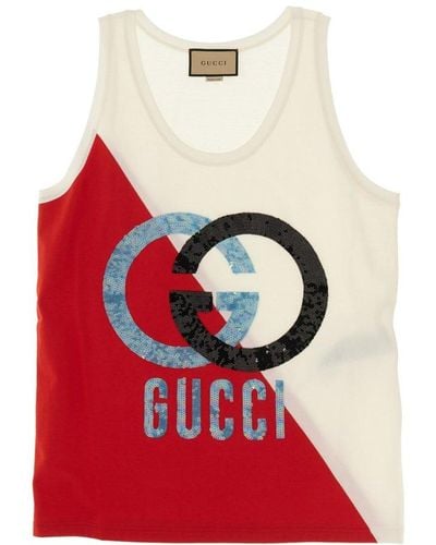 Gucci Logo Printed Sleeveless Top - Red