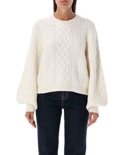 Chloé Balloon Sleeve Knit Cropped - White