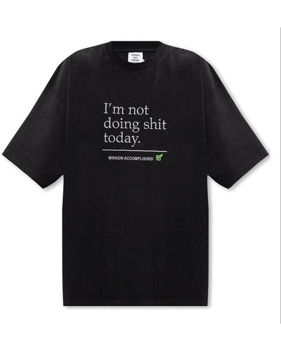 Vetements Slogan Printed Oversize T-shirt - Black