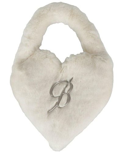 Blumarine Logo Plaque Heart-shape Shoulder Bag - White