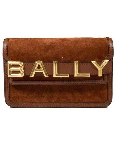 Bally Logo Detailed Foldover Top Crossbody Bag - Brown