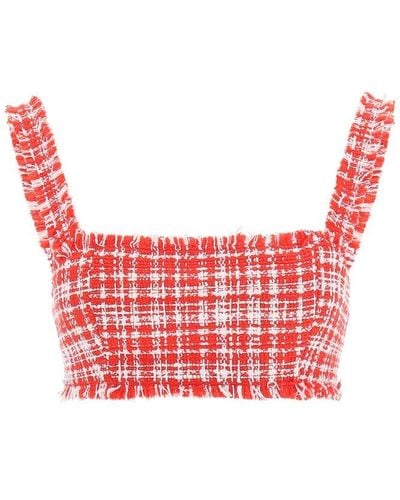 Self-Portrait Self Portrait Boucle' Cropped Top - Red