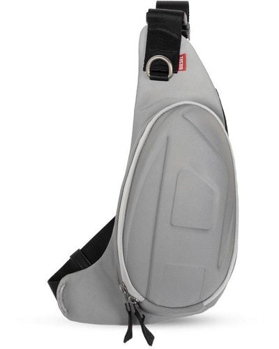 DIESEL 1-dr Pod Logo Embossed Reflective Belt Bag - Grey