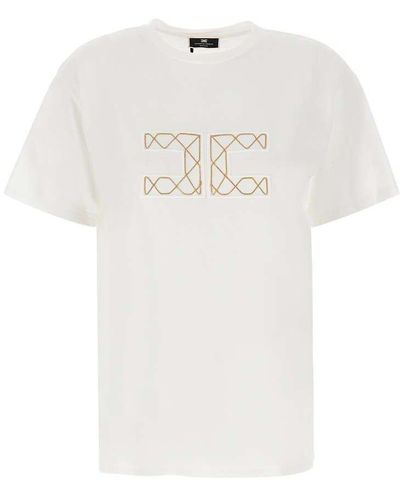 Elisabetta Franchi Logo Detailed Short Sleeved T-shirt - White