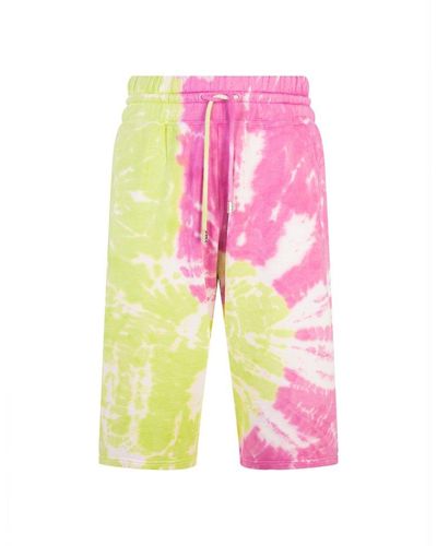 Gcds Tie Dye Sports Bermuda Shorts With Logo - Pink