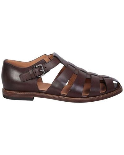 Church's Round Toe Caged Sandals - Brown