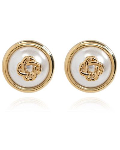 Casablanca Embellished Logo Stud Earrings - Metallic
