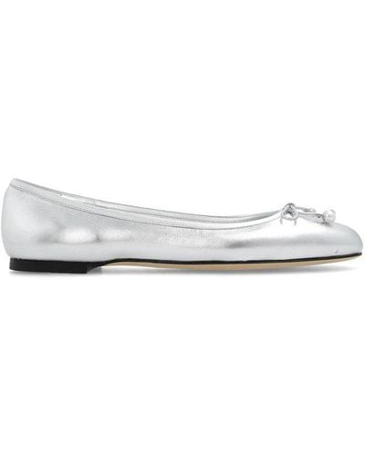 Jimmy Choo Elme Square Toe Ballerina Shoes - White