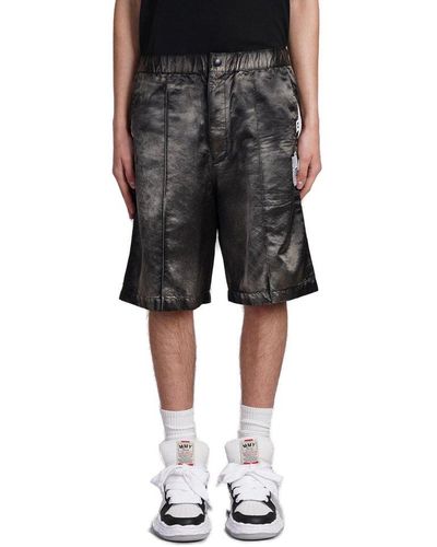 Maison Mihara Yasuhiro Logo-patch Satin Bermuda Shorts - Black