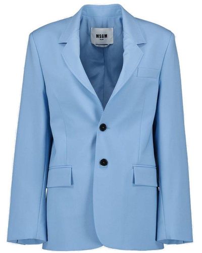 MSGM Single-breasted Tailored Blazer - Blue
