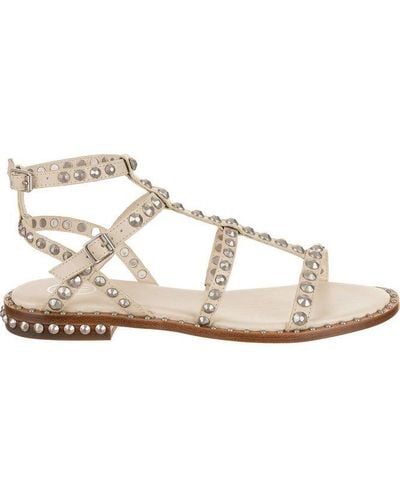 Ash Precious Embellished Buckle Fastened Sandals - White