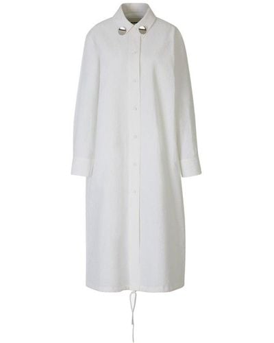 Jil Sander Linen Shirt Midi Dress - White