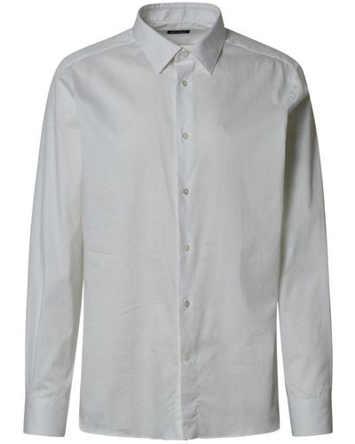 Zegna White Stretch Cotton Shirt - Gray