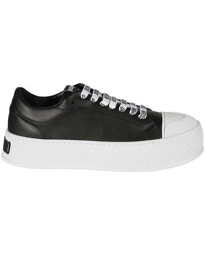 Moschino Round Toe Lace-up Trainers - Black