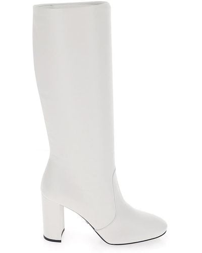 Prada Almond Toe Heel Boots - White