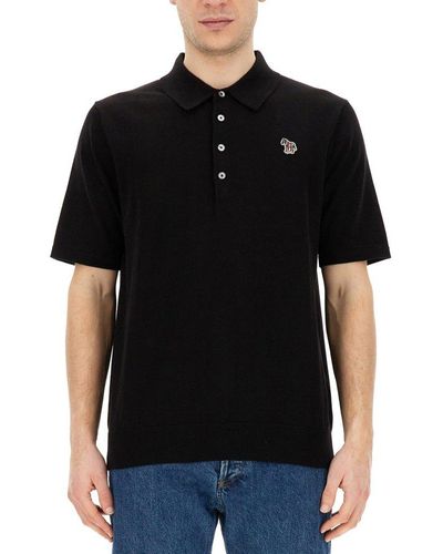PS by Paul Smith Zebra Patch Short-sleeved Polo Shirt - Black