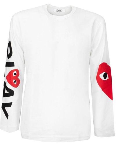COMME DES GARÇONS PLAY Heart Logo Printed Long-sleeved T-shirt - White