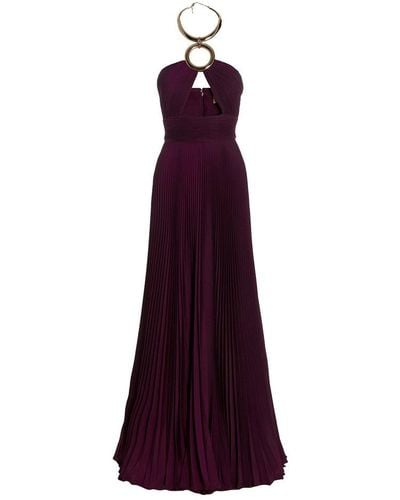 Elie Saab Pleated Cut-out Gown - Purple