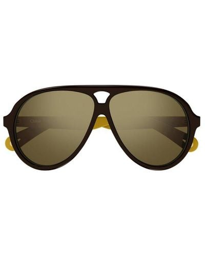 Chloé Aviator Framed Sunglasses - Green