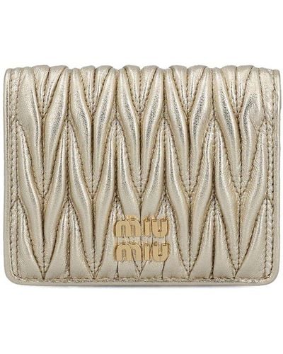 Miu Miu Logo Lettering Bi-fold Wallet - Natural